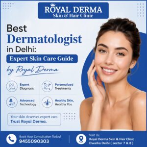 Best dermatologist in Delhi at Royal Derma Skin & Hair Clinic Dwarka offering expert skin care, acne treatment, hair fall solutions and advanced dermatology services